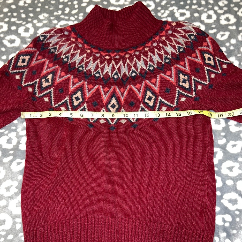 Sherpa Adventure Gear Fair Isle Turtleneck Sweater Red Nordic Knit Small - Picture 12 of 13